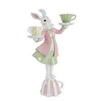 Candelabro Coniglia C/Tazzine Resina h 40.5 cm l 22.5x13 cm