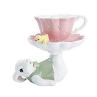 Coniglio C/Tazzina Resina h 16.5 cm l 19.5x14.5 cm