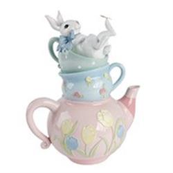 Coniglio Resina Dentro Teiera h 33.5 cm l 28x19 cm