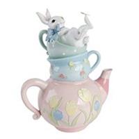 Coniglio Resina Dentro Teiera h 33.5 cm l 28x19 cm