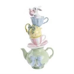 Coniglio Resina Sopra Teiera h 44.5 cm l 24.5x18.5 cm