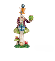 Coniglio Su Fungo Resina Multicolor h 40.5 cm l 20x16 cm