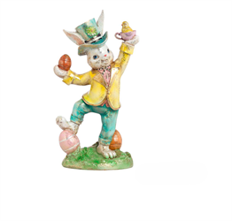 Coniglio C/Uova Resina h 31.5 cm l 19x10 cm