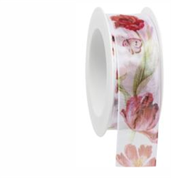 Nastro Organza St Tulpani Rosa h 4 cm l 18 mt