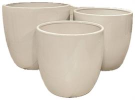 S/3 Caspo' Ceramica Liscio Bianco h 20 cm Ø 20 cm