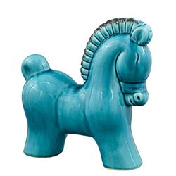 Cavallo Ceramica Antico Ottanio h 24 cm l 24x10 cm