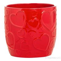 Caspo' Ceramica Rosso Cuori 3D h 13.5 cm Ø 12.5 cm