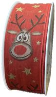Nastro Tessuro ST Renna Naso Rosso Rosso h 4 cm l 20 mt