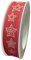 Nastro Tessuto ST Stella Oro Rosso h 2.5 cm l 18 mt