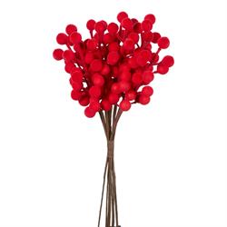 Mazzo Bacche Floccate Rosso h 30 cm