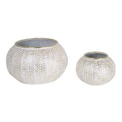 S/2 Vaso Metallo Bianco/Oro h 28.5 cm Ø 46 cm