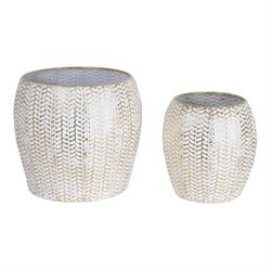 S/2 Vaso Metallo Bianco/Oro h 32 cm Ø 36 cm