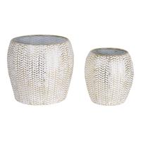 S/2 Vaso Metallo Bianco/Oro h 32 cm Ø 36 cm