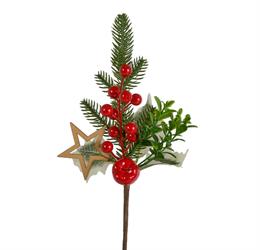 Pick Bacche C/Stellina Rosso h 30 cm