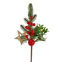 Pick Bacche C/Stellina Rosso h 30 cm