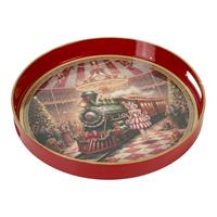 Vassoio Plastica Decoro Treno h 4 cm Ø 33 cm