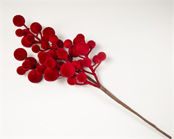 Ramo Bacche Floccato Rosso h 45 cm