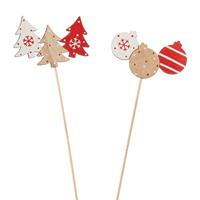 S/12 Stecco Legno Natale Assortito h 40 cm l 8.5x6 cm
