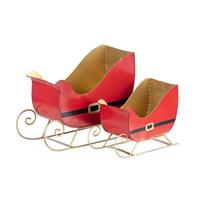 S/2 Slitta Metallo Rosso h 21.5 cm l 29x12.5 cm