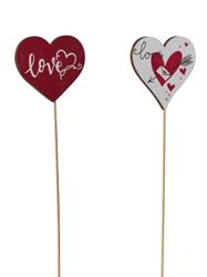 S/12 Stecco Cuore Legno Love Assortito h 35 cm