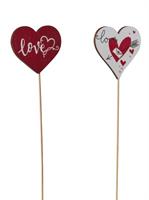 S/12 Stecco Cuore Legno Love Assortito h 35 cm
