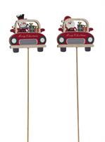 S/12 Stecco Macchina Legno Babbo/Pupazzo h 35 cm