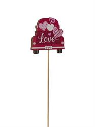 S/12 Stecco Macchina Love Legno Rosso h 35 cm