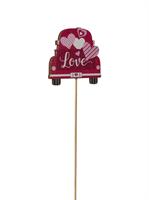 S/12 Stecco Macchina Love Legno Rosso h 35 cm