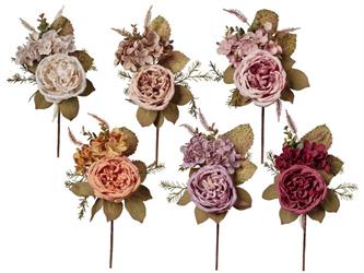 Pick Frontale Rosa Inglese/Ortensia 6 Col. Assortito h 37 cm