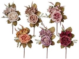 Pick Frontale Rosa Inglese/Ortensia 6 Col. Assortito h 37 cm