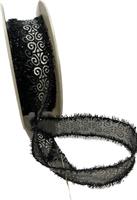Nastro Organza Sfrangiato ST Nero h 2 cm l 20 mt