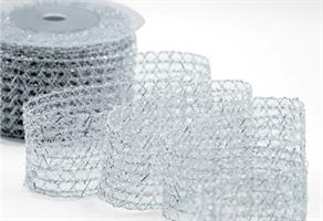 Nastro Rete Sirio Lame Argento h 3 cm l 15 mt