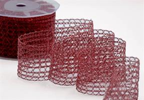 Nastro Rete Sirio Lame Rosso h 3 cm l 15 mt