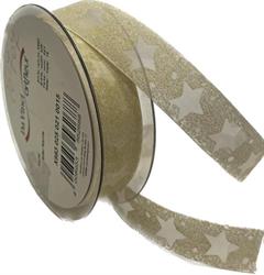 Nastro Organza Santa Isabel ST Glitter Crema h 2.5 cm l 20 mt